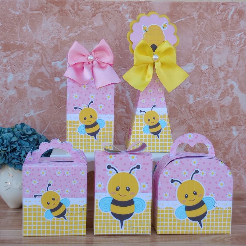 PEGUE E MONTE  Kit Festa Personalizados ABELHINHA MARGARIDAS Lembrancinhas Caixinhas para festa