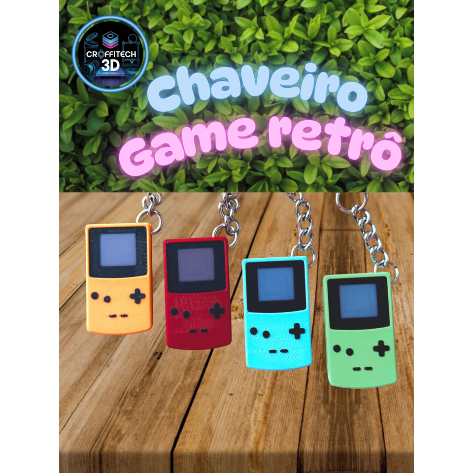Chaveiro Game Retrô Estilo Game Boy em 3D - Várias Cores - 3,5x2cm