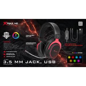 HEADSET GAMER USB LED COLORIDO XTRIKE BACKLIT GH-899 PRETO/VERMELHO PRONTA ENTREGA
