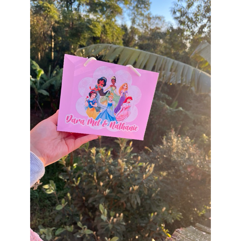 10/20 Sacolas G Personalizadas Princesas Príncipes | Lembrancinhas Festa | Fazemos todos os temas