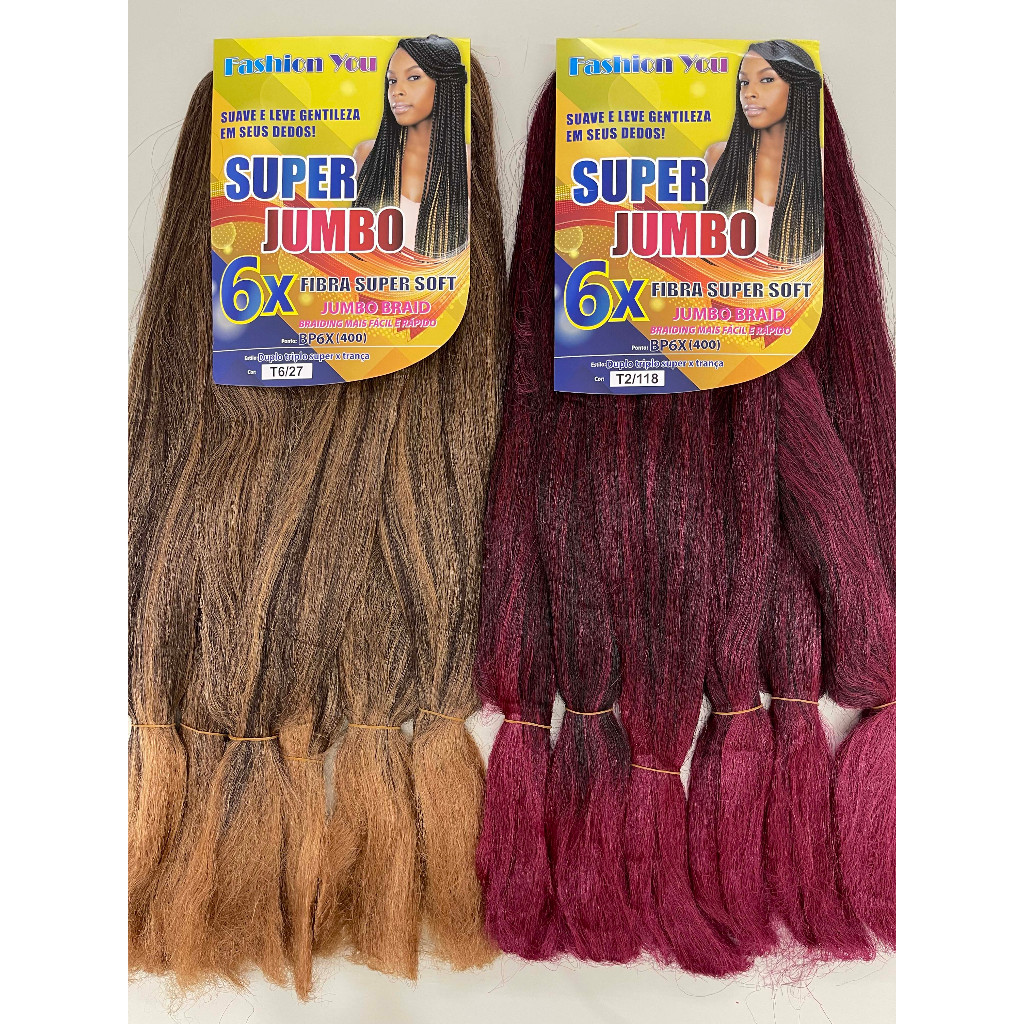 Cabelo Jumbo 6X 400G Pacotão Para Tranças FIBRA SUPER SOFT Jumbo Box braid FASHION YOU