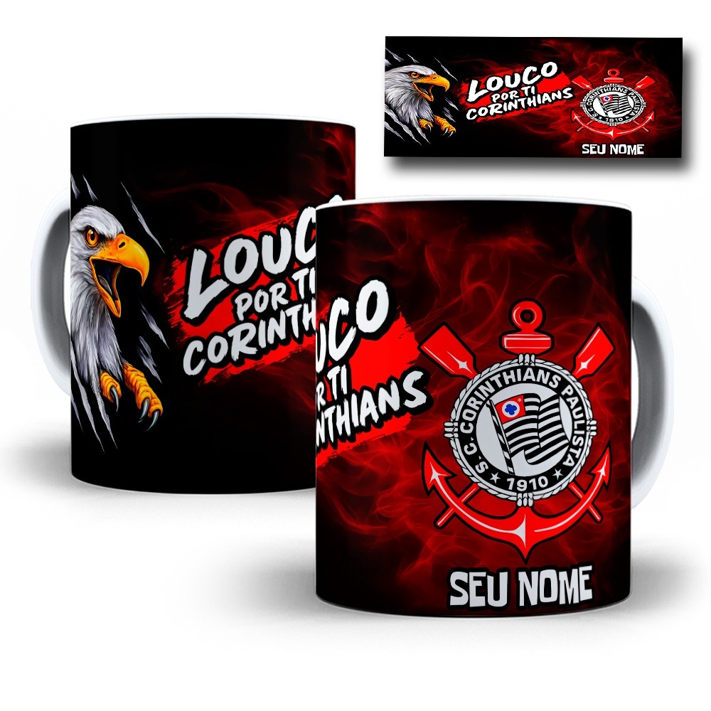Caneca Timão Time Corinthians Personalizada Com Seu Nome em Oferta na Shopee