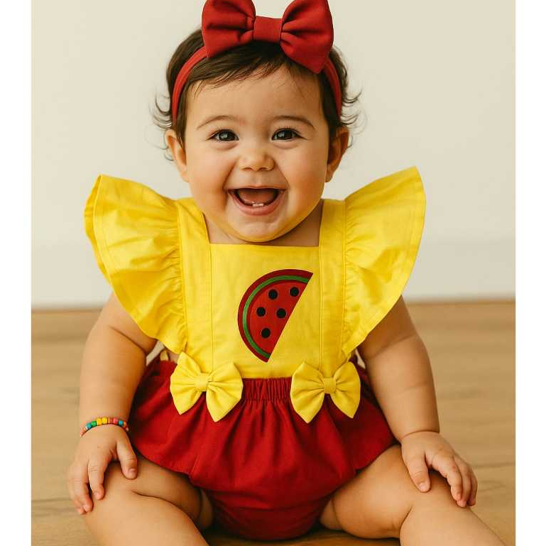 ROMPER BUNDA RICA MÁGALI Magali Roupa infantil menina body mesversario saida de maternidade