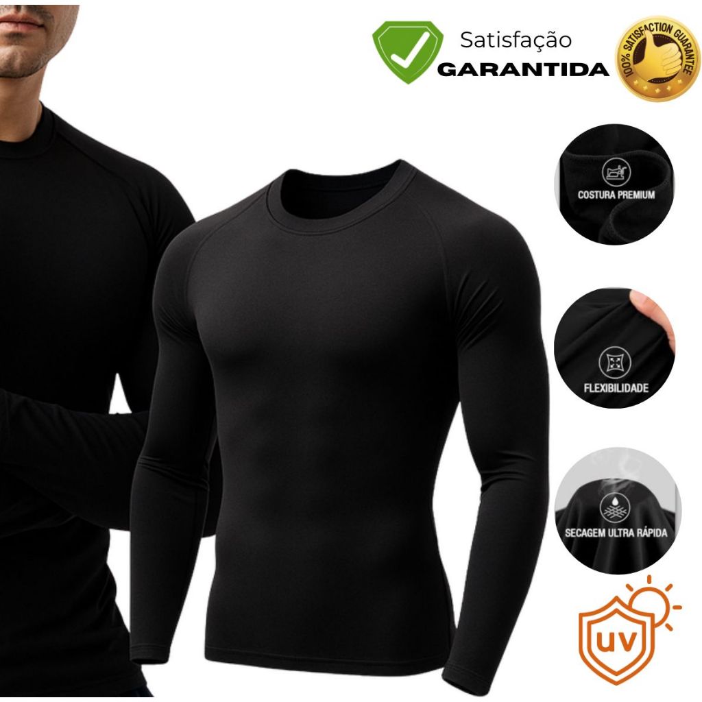camisa Térmica Masculina Blusa Proteção Uv50+ Camiseta Segunda Pele Feminino Masculino Blusa de Frio