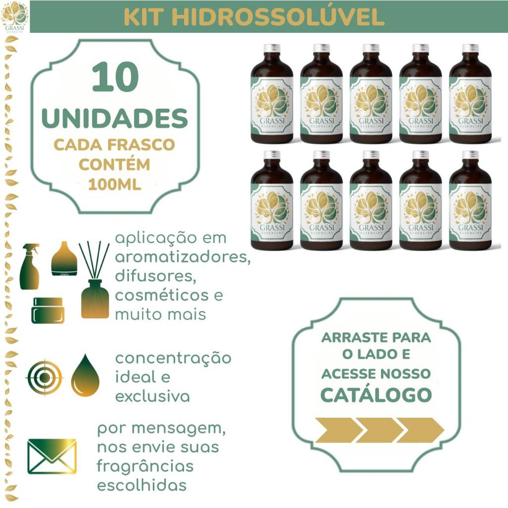 Kit 10 Unidades Essências Hidrossolúveis de 200 Opções 100ml Escolhas via Chat