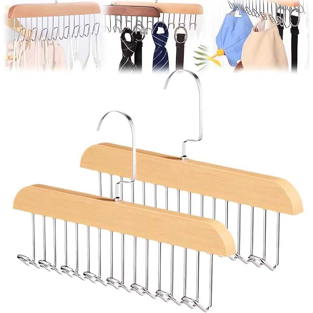 Super Cabide de Madeira Rotativo Com 8 Ganchos Organizador Armário Closet multifuncionais antiderrapantes