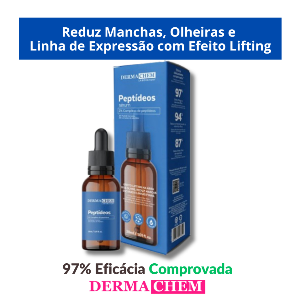 Sérum Peptídeos Anti Olheiras e Linha de expressão Rugas Efeito Lifting 30ml Dermachem- 97% EFICACIA