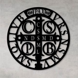 Quadro Decorativo Vazado Religioso Medalha São Bento MDF Preto em Oferta na Shopee