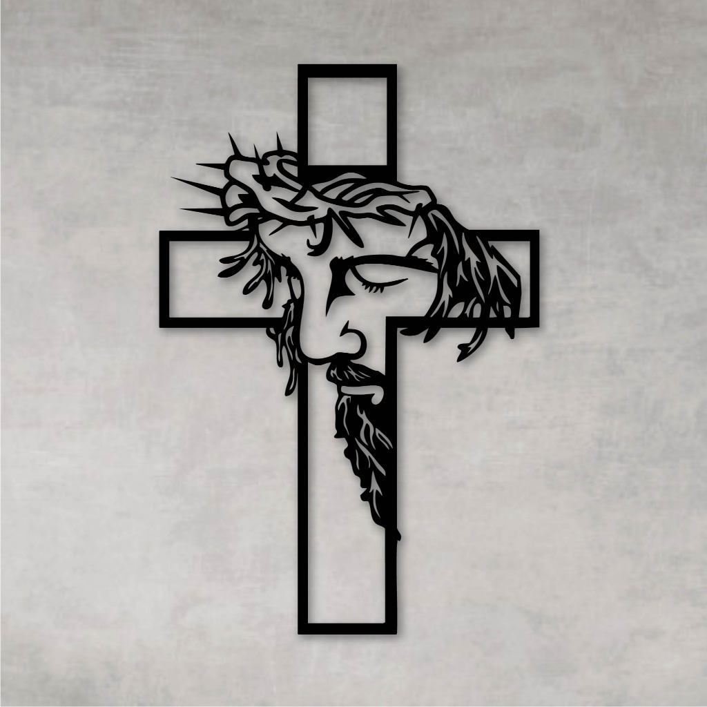 Quadro Decorativo Vazado Cristo Crucifixo Religioso MDF Preto 3 em Oferta na Shopee