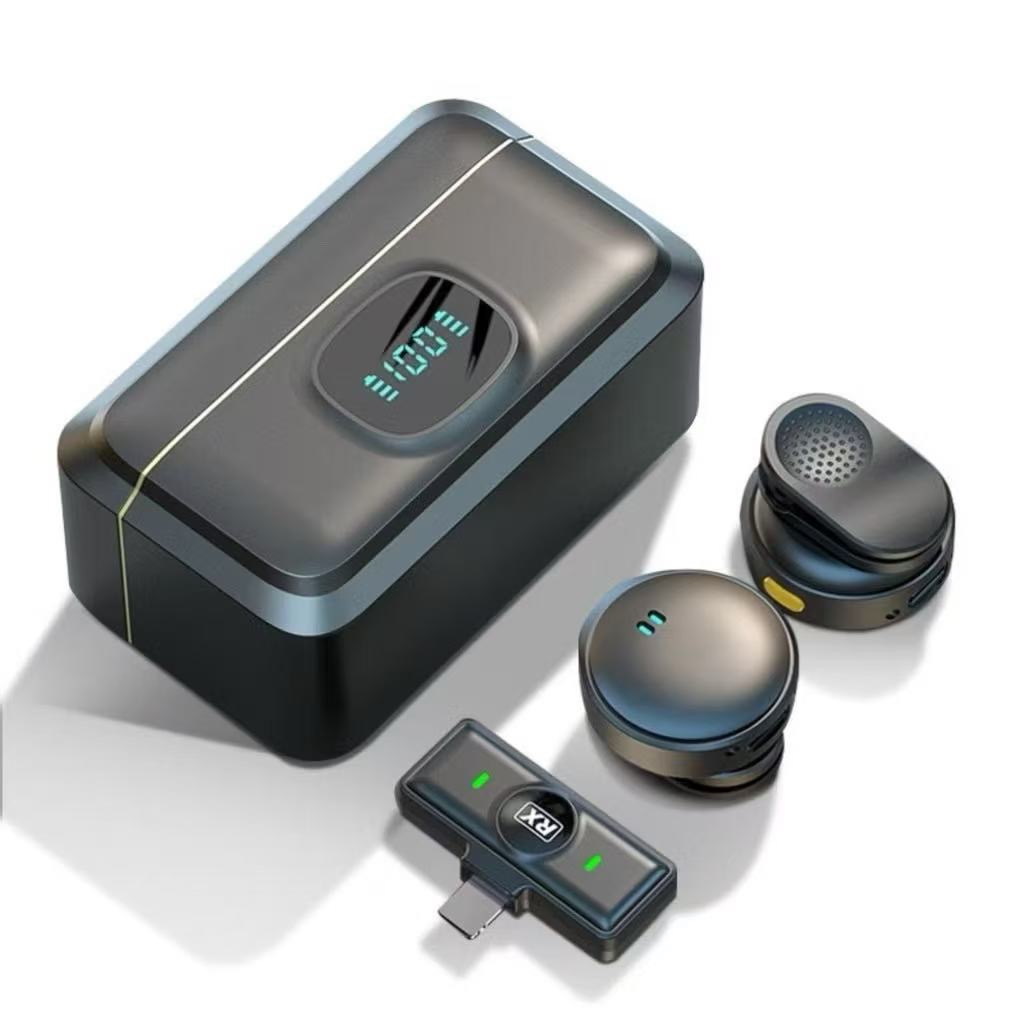 Microfone De Lapela Magnético Sem Fio Com Cancelamento De Ruído Para Telefone iSO/Android Type-c Plug and Play