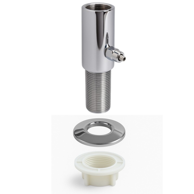Alongador Cromado Rosca Macho e Fêmea 1/2 Saída para Tubo 1/4 com Canopla e Porca Arruela Acetal