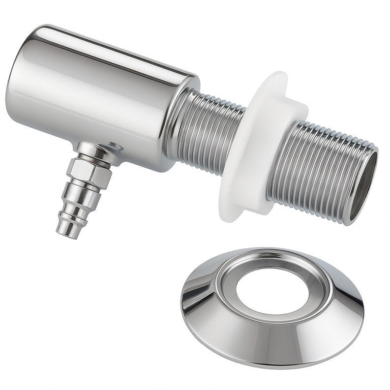 Adaptador Cromado Rosca Macho e Fêmea 1/2 Saída para Tubo 1/4 com Canopla e Porca Arruela Acetal