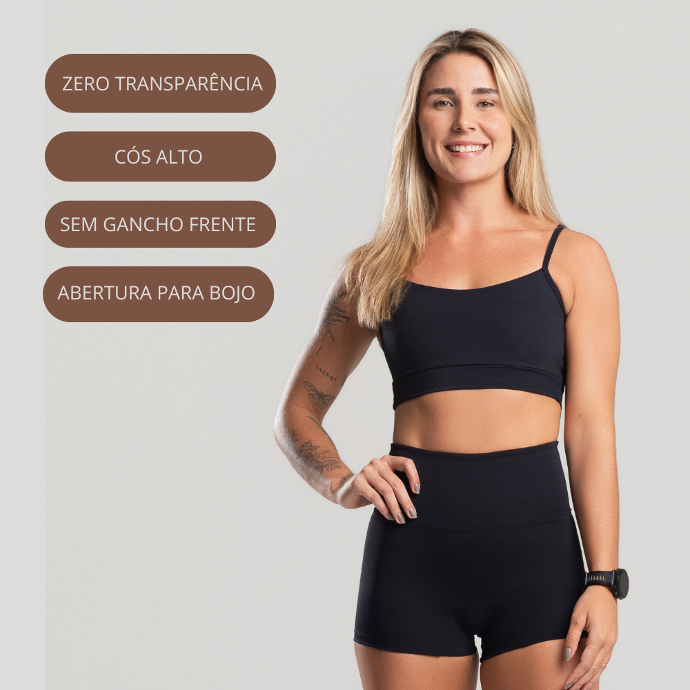 Conjunto Feminino FLOWFIT Fitness Short com Top Suplex Poliamida Treino Academia