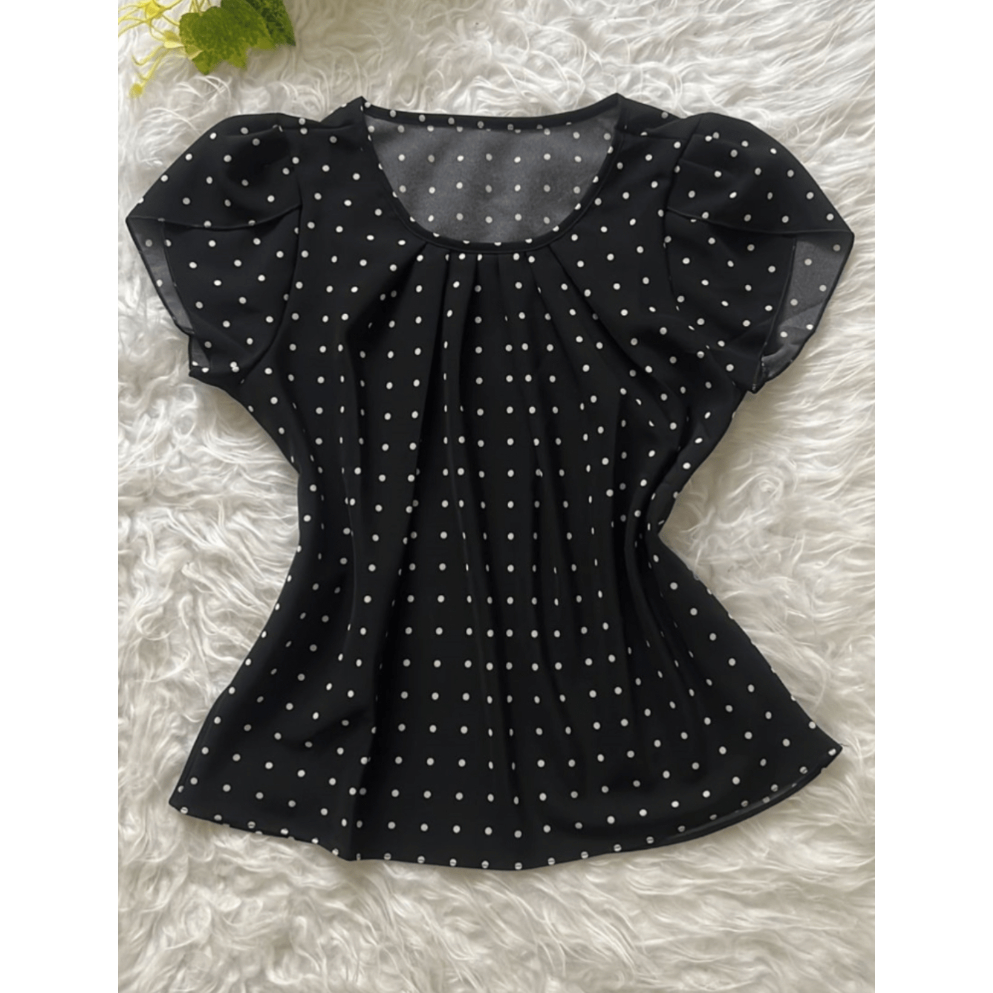 Blusa Blusinha poa bolinhas pipoca manga dois babados moda PLUS SIZE em Oferta na Shopee
