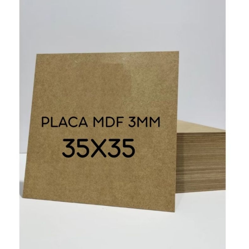 1 Placa Chapa MDF Cru 3mm 35x35 cm Quadro Artesanato