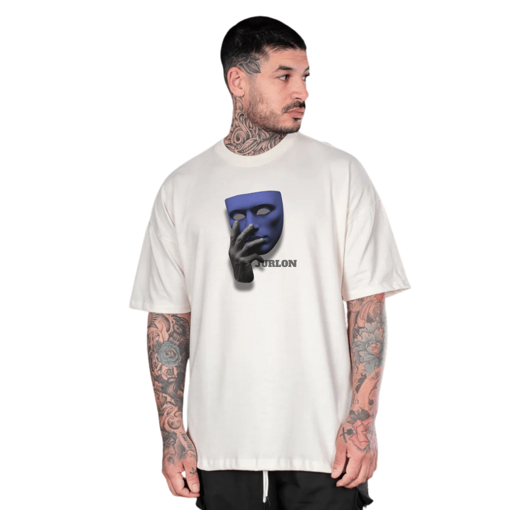 Camiseta Jurlon Oversized Streetwear com Estampada 3D Máscara