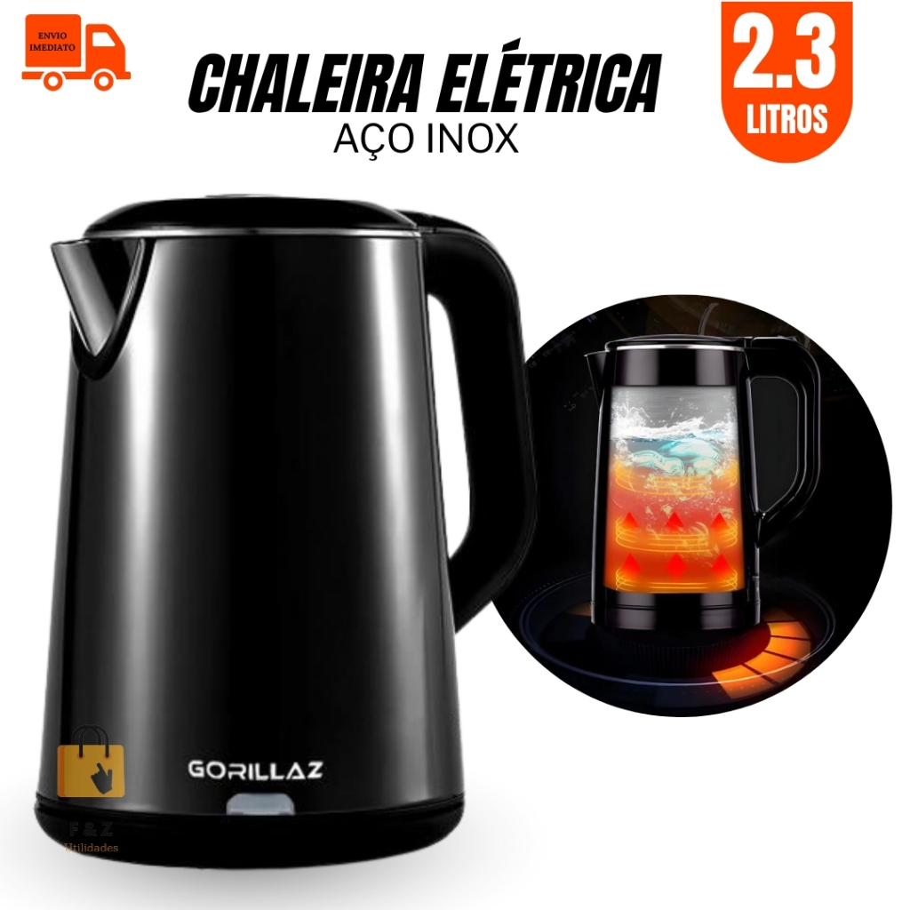Chaleira Elétrica 110W Preta Qualidade Inox 2,3l Bule Eletrico Gourmet Cozinha
