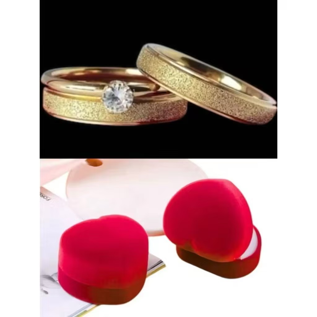 1 par de Alianças de Moeda Antiga Banhado 4mm tradicional+anel solitário em Oferta na Shopee