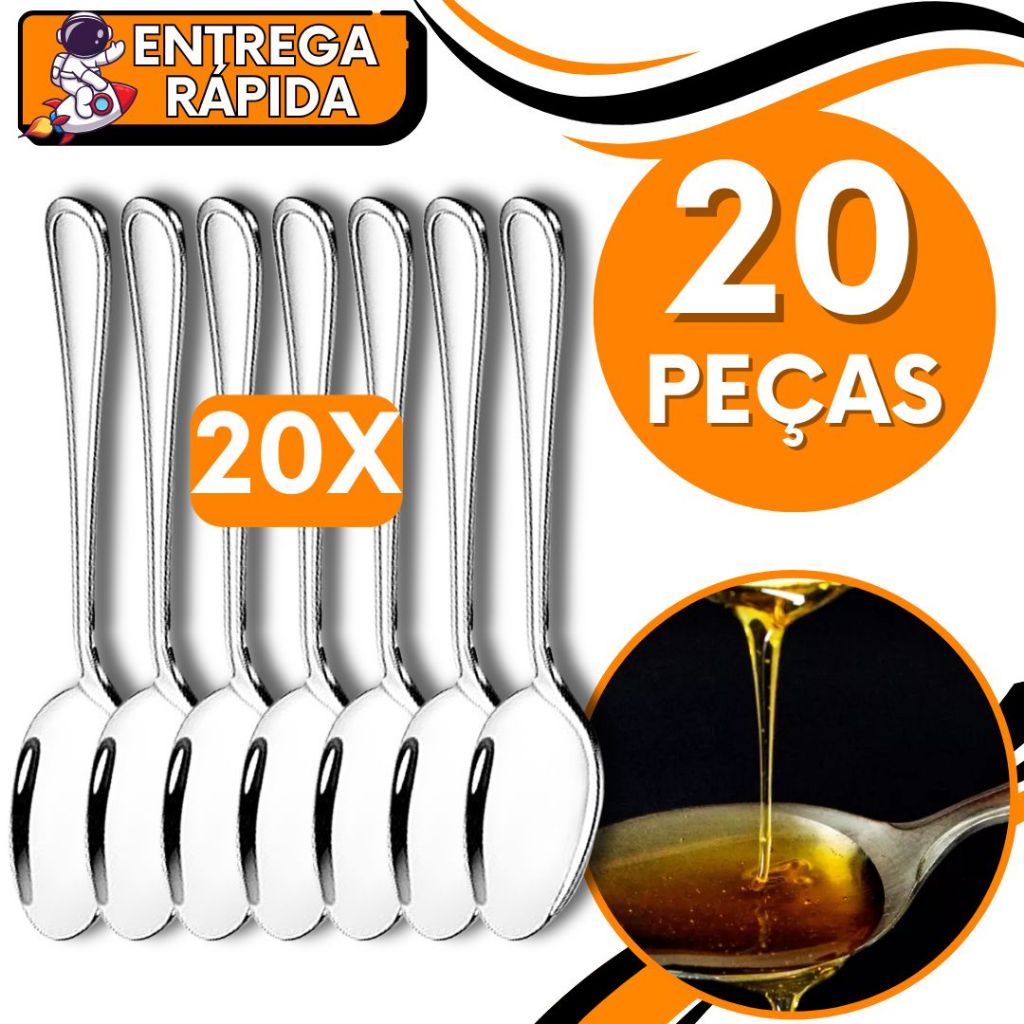 JOGO com 12/20unid Colher Mesa Sopa Caldo Arroz Risoto Pure Aço Inox Resistente Talher Casa Cozinha Restaurante Pizzaria