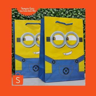 SACOLA DE PAPEL MINIONS SACOLINHA PARA DOCE MINIONS SACOLINHA PERSONALIZADA MINIONS