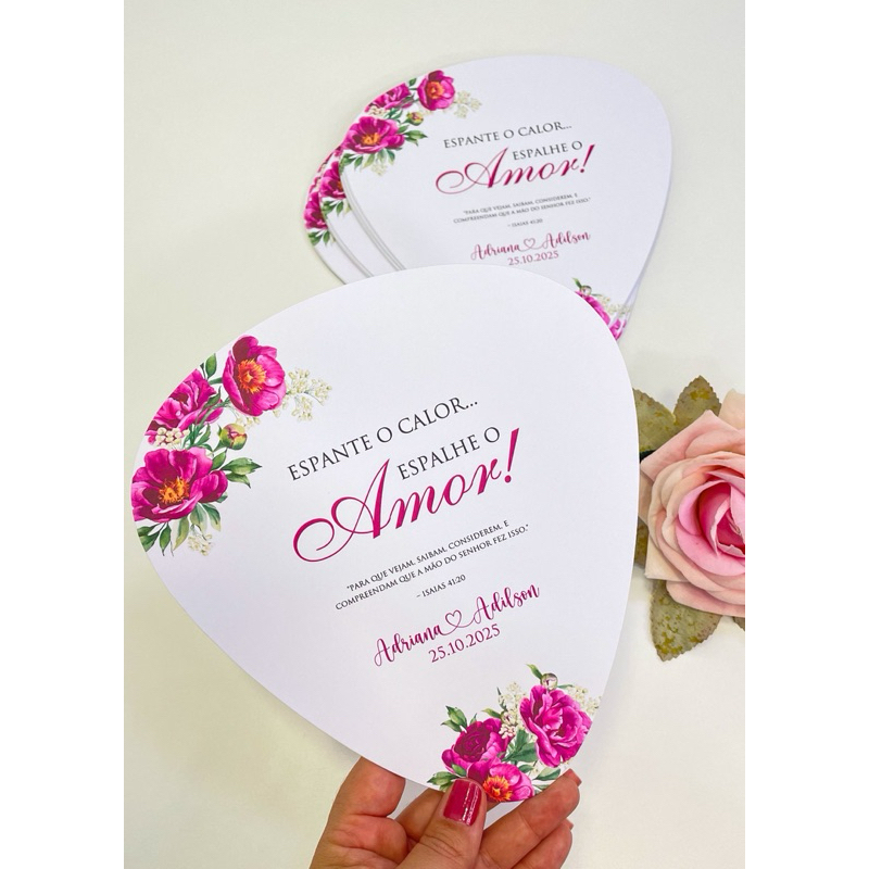 30 Ventarola Personalizada Casamento Papel 240g | Envio Rápido