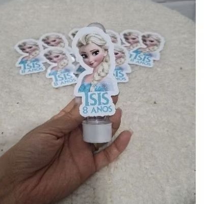 Kit Frozen, 10 Aplique tubete, 10 Aplique latinha redonda e 15 topper de docinho