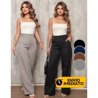 Calça Pantalona Alfaiataria Premium Wide Leg Elegante em Oferta na Shopee
