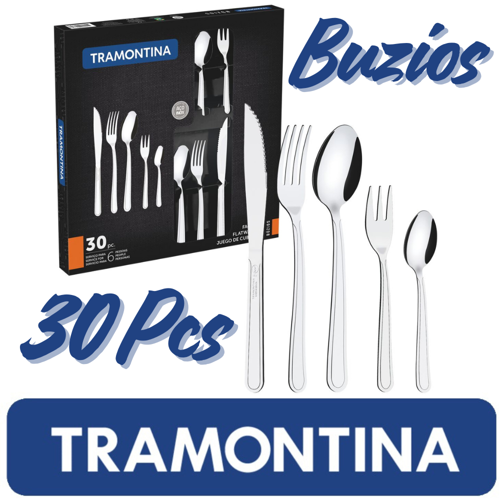 Faqueiro Jogo de Talheres Luxo Tramontina Búzios em Aço Inox 30 Peças Cozinha Casa Praticidade em Oferta na Shopee