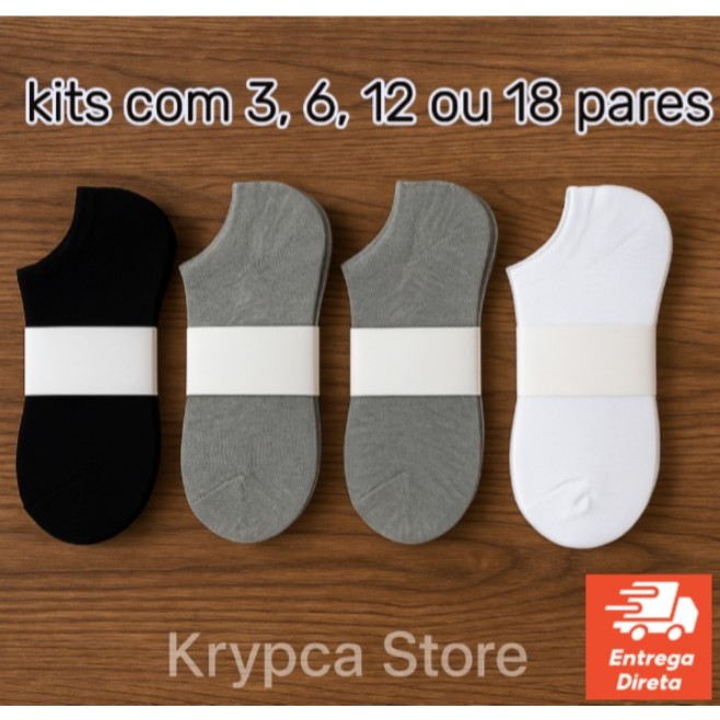 Kit 3, 6, 12, 18 e 24 Pares de Meia Soquete Unissex Com Conforto Total em Oferta na Shopee