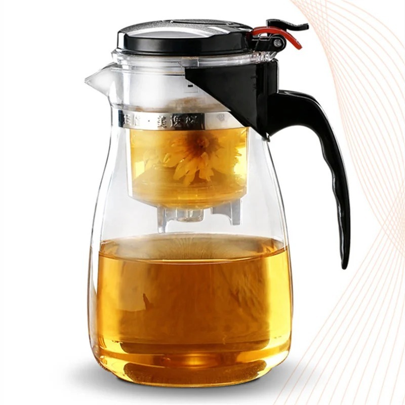 Chaleira de Vidro 900ml com Infusor Filtro Removível Bule Jarra Café Chá Mesa