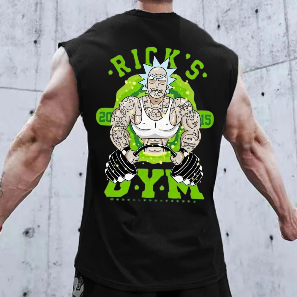 Camiseta Regata Masculina Oversized Para Academia Com Estampa Rick Lançamento