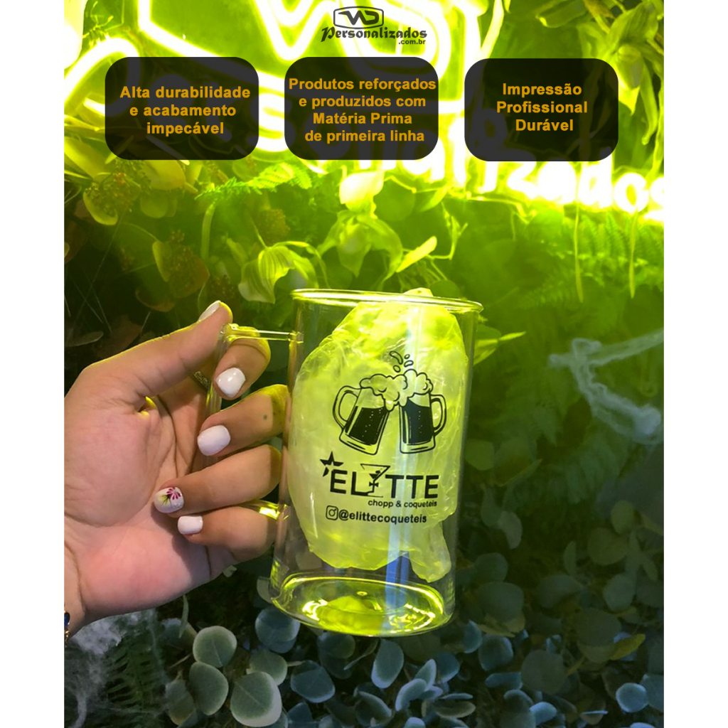 50 Canecas Chopp Acrílico PEQUENA 300ml Personalizadas