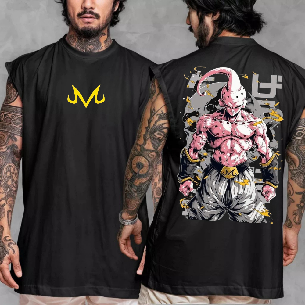 Camiseta Regata Masculina Oversized Para Academia Com Estampa Majim M Anime Lançamento