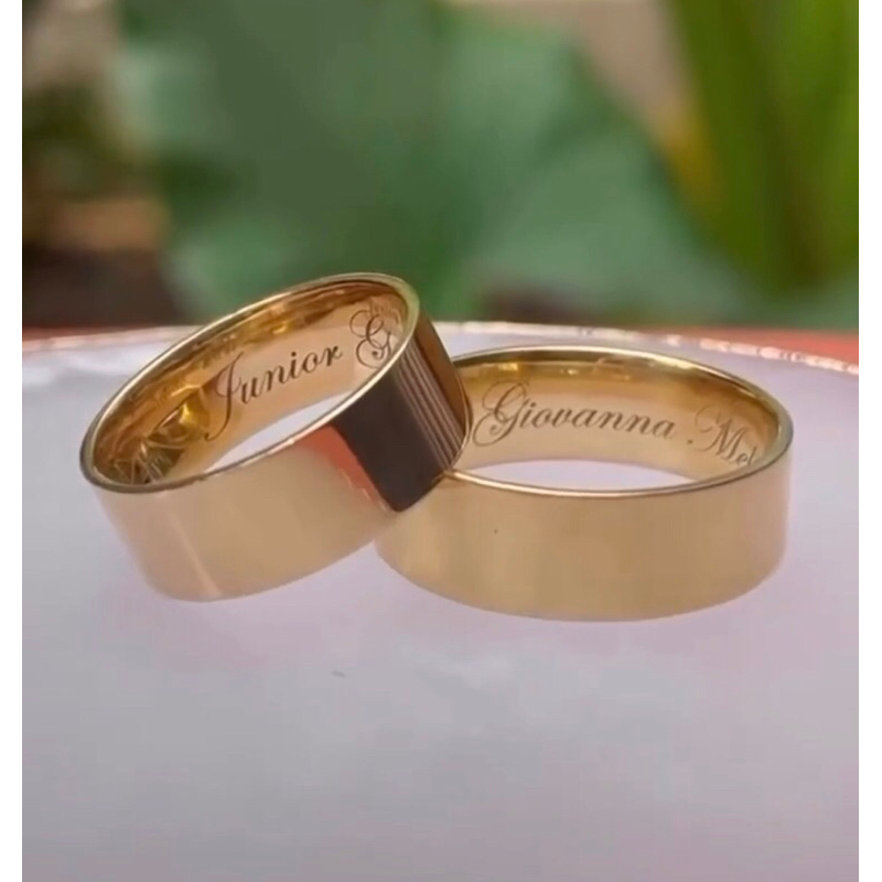 Par de Alianças Moedas Antiga | Aliança de Casamento Banho 5mm