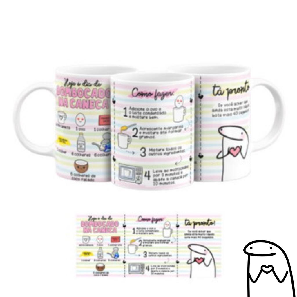 Caneca de Cerâmica com Receitas de Bolo