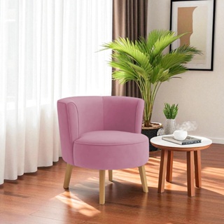 Poltrona organica bella pes de madeira em suede rosa sala salão recepção manicure em Oferta na Shopee