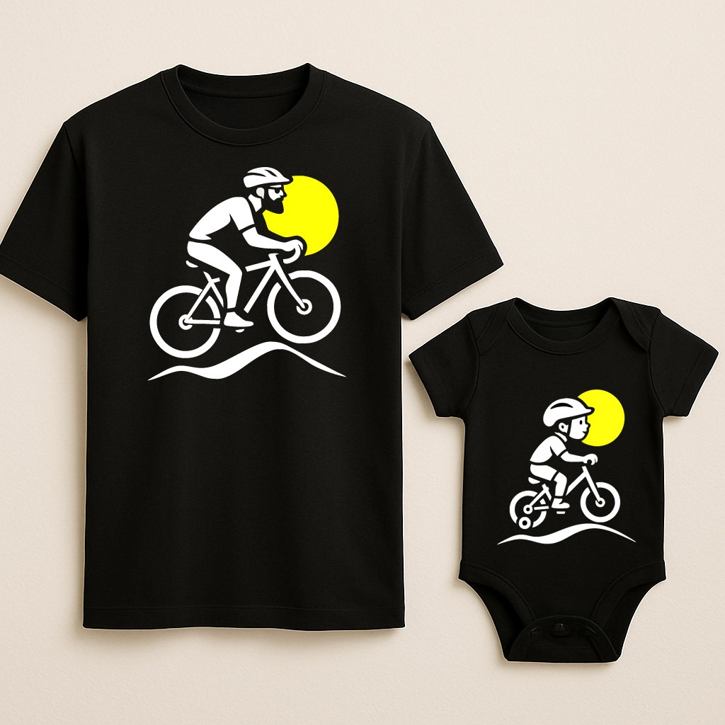 Kit Ciclista biker ciclismo dia dos pais tal pai tal filho 2 peças camiseta