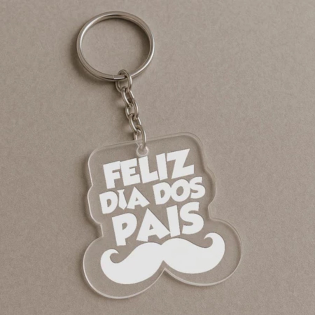 Kit 100 Chaveiros Acrílico Cristal Feliz Dia Dos Pais Lembrancinha Presente