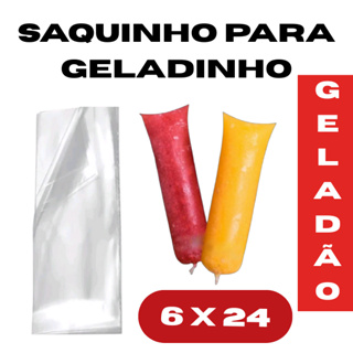 Saquinho transparente 6 x 24 para Geladão, geladinho escolha a quantidade 100 , 200 , 300 , 400 , 500 e 1.000 unidades em Oferta na Shopee