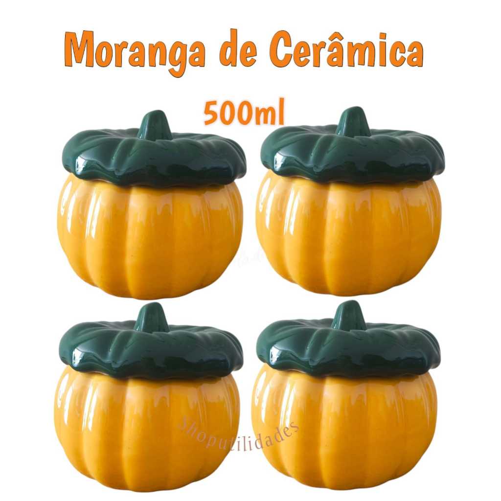 Sopeira Moranga com Tampa Cerâmica 500ml Cumbuca Tigela Pote Cor de  Abóbora Peça Artesanal Decoração Louça Laranja