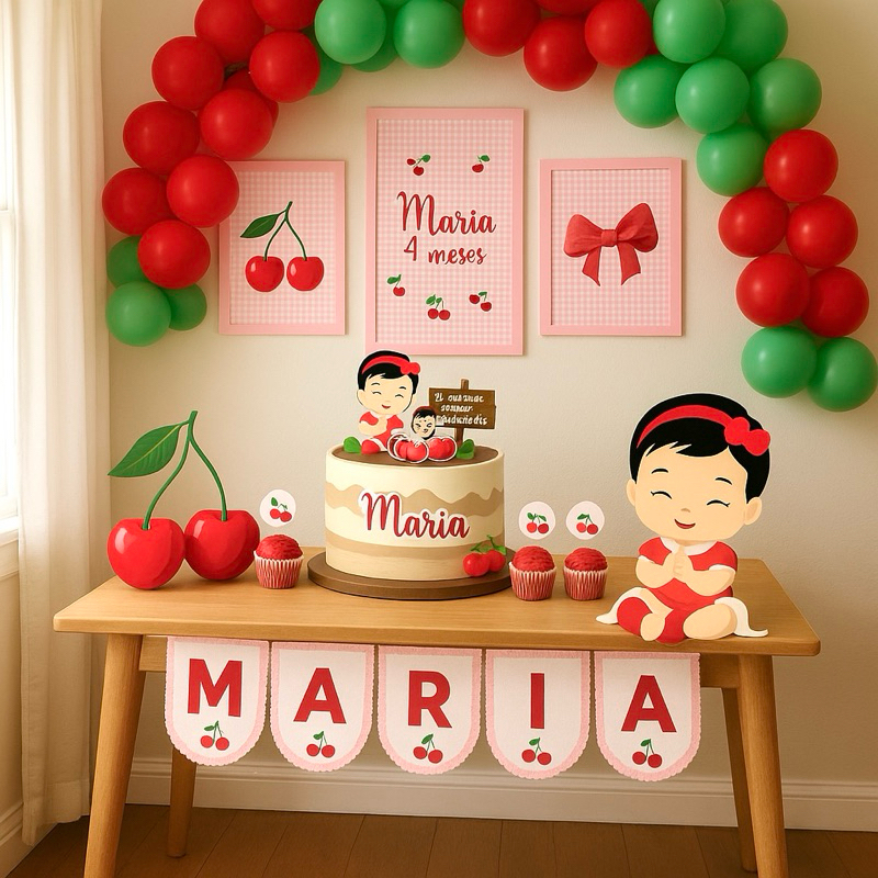 Kit Só um Bolinho personalizado Cerejinha mesversário aniversário / lembrancinhas