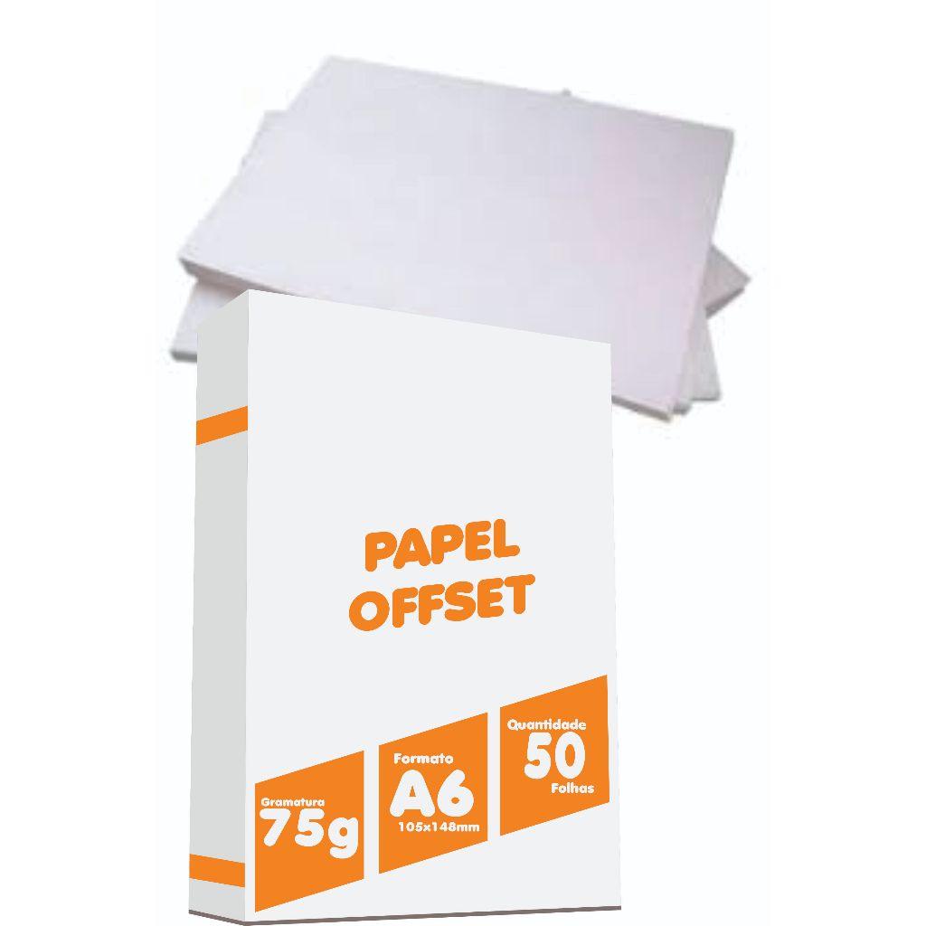 PAPEL OFFSET A6 75g, 90g, 120g e 180g KIT 50,100,250 FOLHAS
