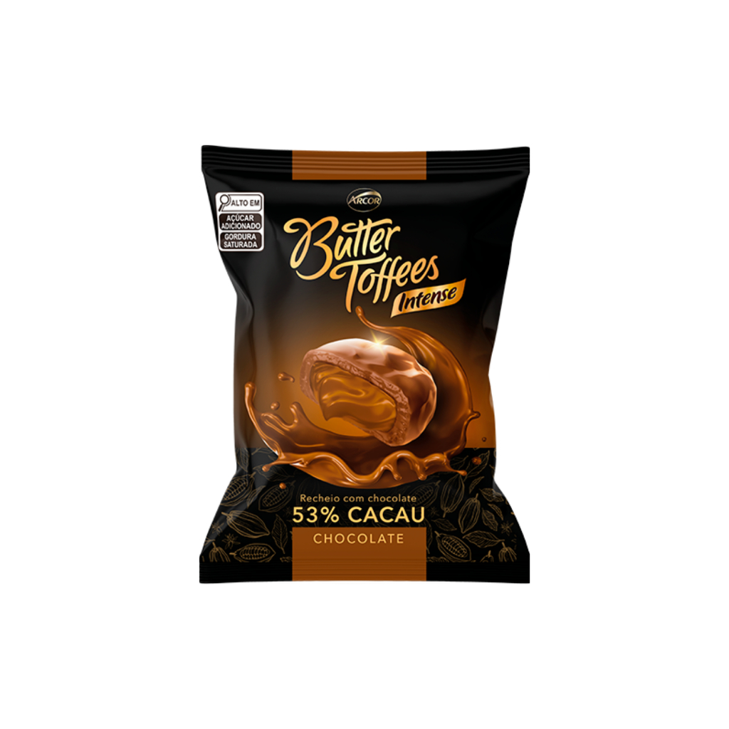 Bala Butter Toffees Intense 53% Cacau Chocolate 400g - Arcor