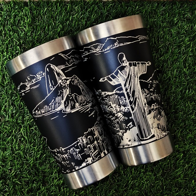 Copo Térmico 360º graus Personalizado a Laser Tema: Rio de Janeiro 473ML Com tampa e abridor parede dupla PRESENTE em Oferta na Shopee