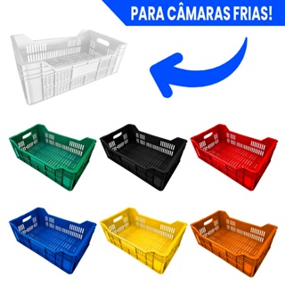 Caixa Plástica Hortifruti Empilhável 20L Organizadora Vazada Multiuso Verde em Oferta na Shopee