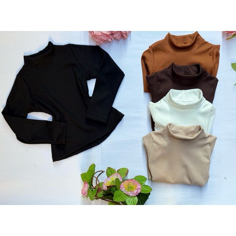 Blusa Infantil Manga Longa Canelada Meia Gola Kit Mini Diva Blogueirinha em Oferta na Shopee