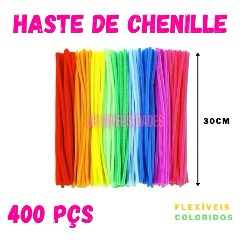 Haste de chenille 30cm kit 400 Unidades para artesanato em geral em Oferta na Shopee
