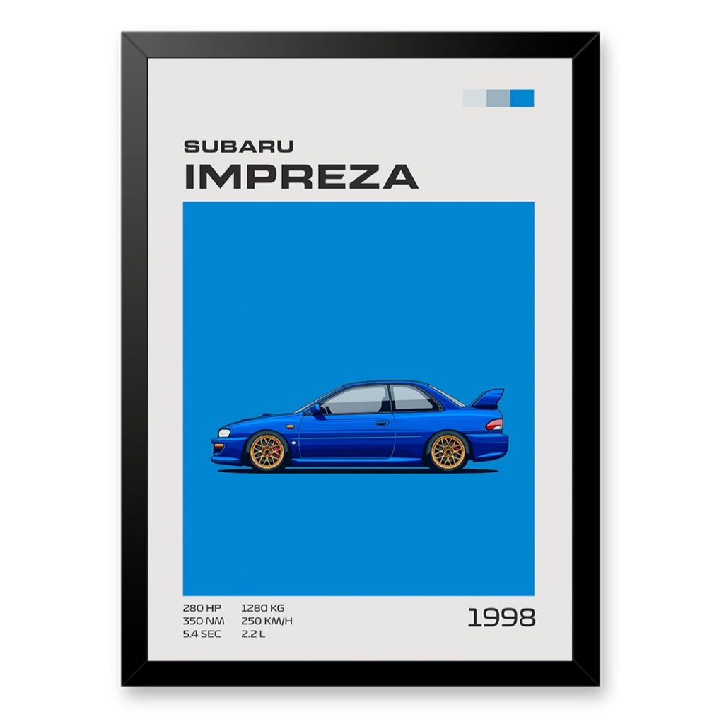 Quadro Decorativo Carro Subaru Impreza 22B STI (1998) Coleção Carros Legends