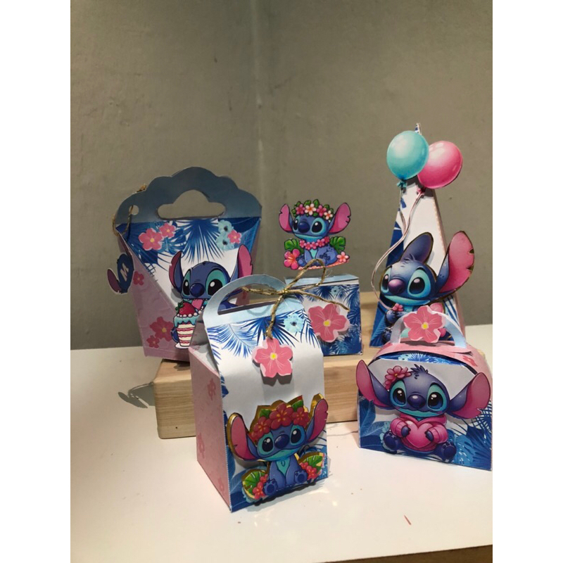 Kit caixinhas personalizadas tema Stitch – lembrancinhas festa infantil, aniversário, chá revelação