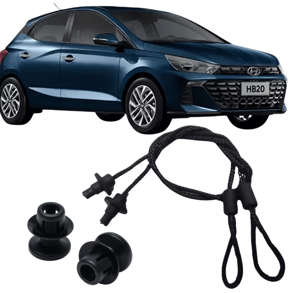Kit Par Pino + Par Corda Cordão Alça Bagagito Tampão Traseiro Porta Malas HB20 2012 até 2025